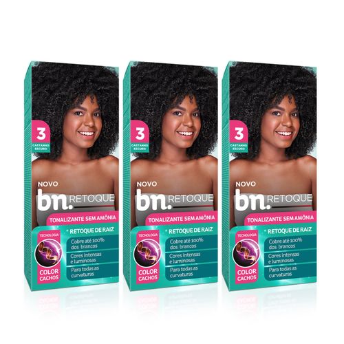 Kit Tonalizante Castanho Escuro 3.0 Sem Amônia 90g (3 itens) | bn.Cachos Kit Tonalizante Castanho Escuro 3.0 Sem Amônia 90g (3 itens) | bn.Cachos